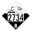 T.D.G. Placard - Vinyl Sticker - Class 8 UN 2734 Amines