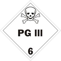 T.D.G. Placard - Vinyl Sticker - Class 6   PG 111 Toxic Substances