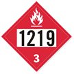 T.D.G. Placard - Vinyl Sticker -Class 3 Isopropanol UN 1219