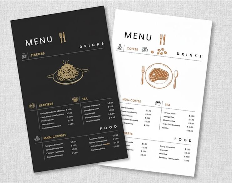 8.5"x5.5" Double Side printed Menu Flyers ( Half page )