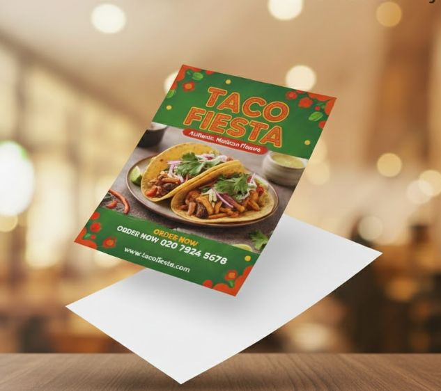 5.5" x 8.5" Single Side printed Menu Flyers ( Half page )