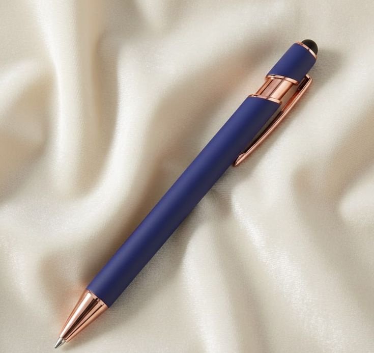 AJP001BU - Luxury Metal Ballpoint  Rose Gold with blue  Pens-  Black Ink