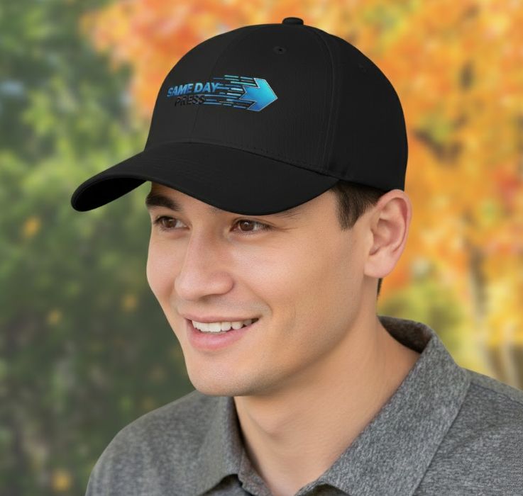 Black Cap - 5910M Polycotton 5 Panel Constructed Full-Fit-Five