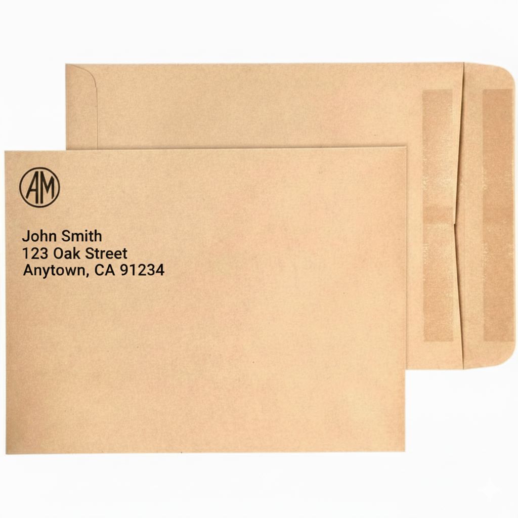 9 inch x 12 inch Brown Gummed envelope ( open flap at end )