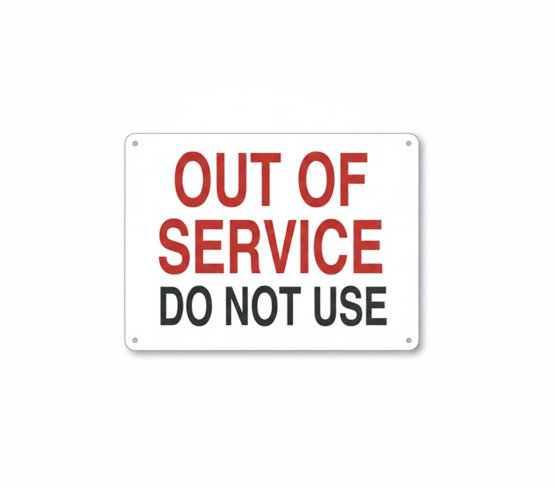 Not In Service Sticker Out of service do not use sign