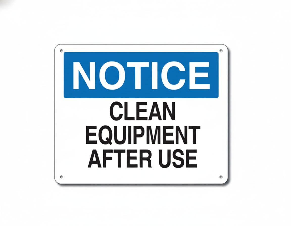 Clean equipment after use  sign