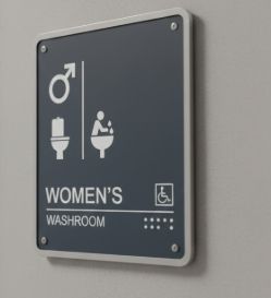 Women washroom with wheel chair access   sign