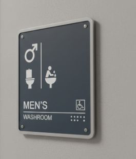 Mens washroom with wheel chair access   sign
