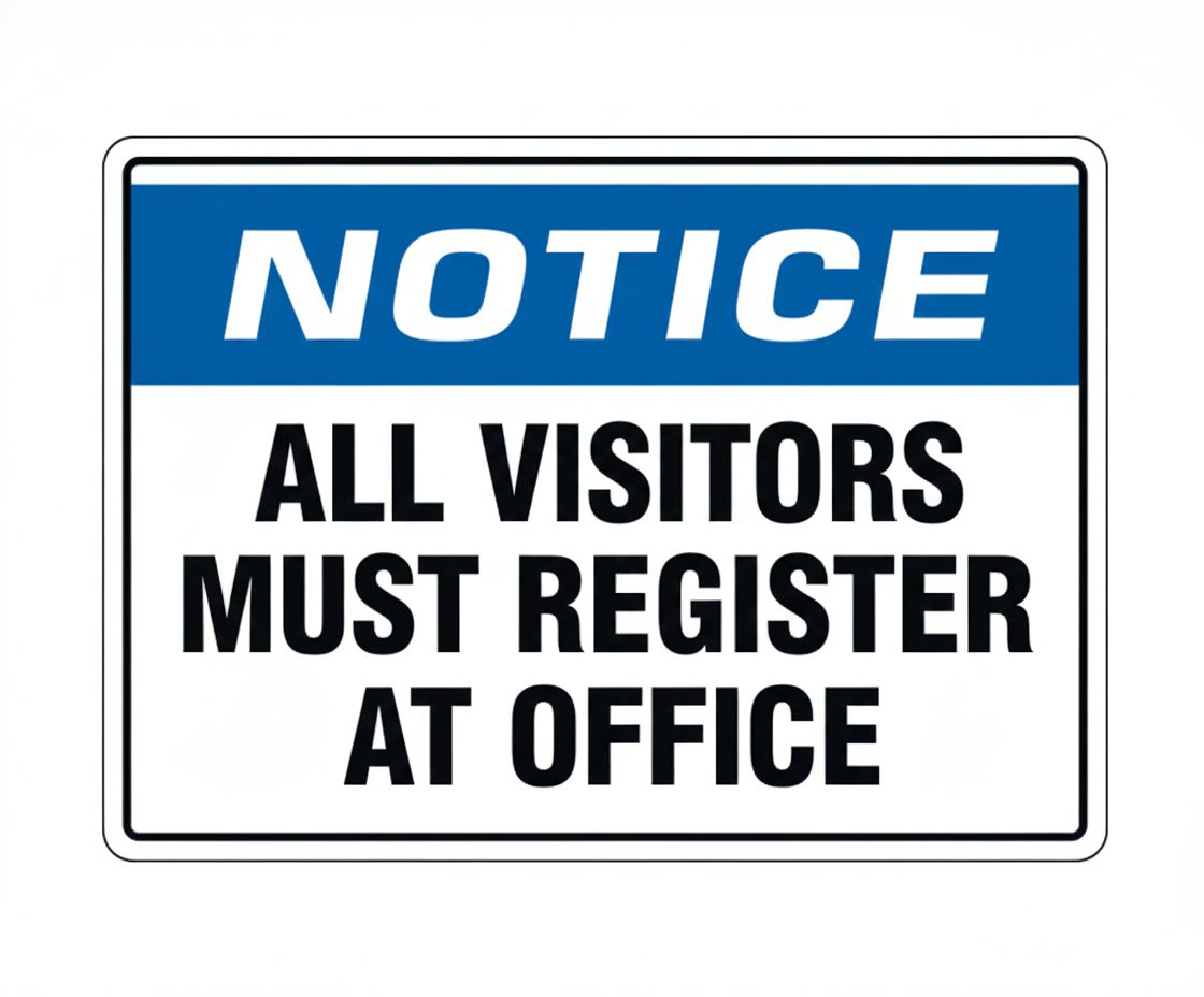 All Visitors must register at office   sign