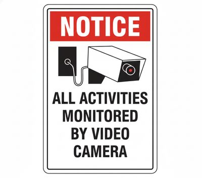 All activities monitored by video camera sign
