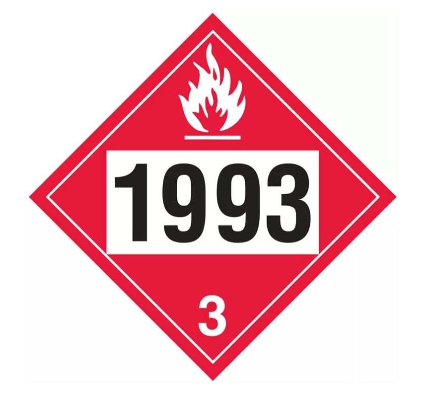 T.D.G. Placard - Vinyl Sticker - Class 3  Flammable Liquid, N.O.S. Fuel Oil  -UN 1993
