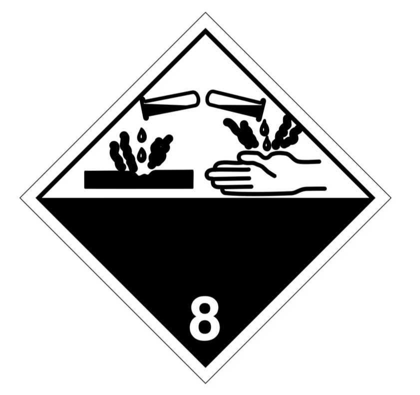 T.D.G. Placard - Vinyl Sticker - Class 8 Corrosive