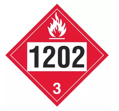 T.D.G. Placard - Vinyl Sticker - Class 3  Flammable Liquid -UN 1202 Petroleum Crude Oil