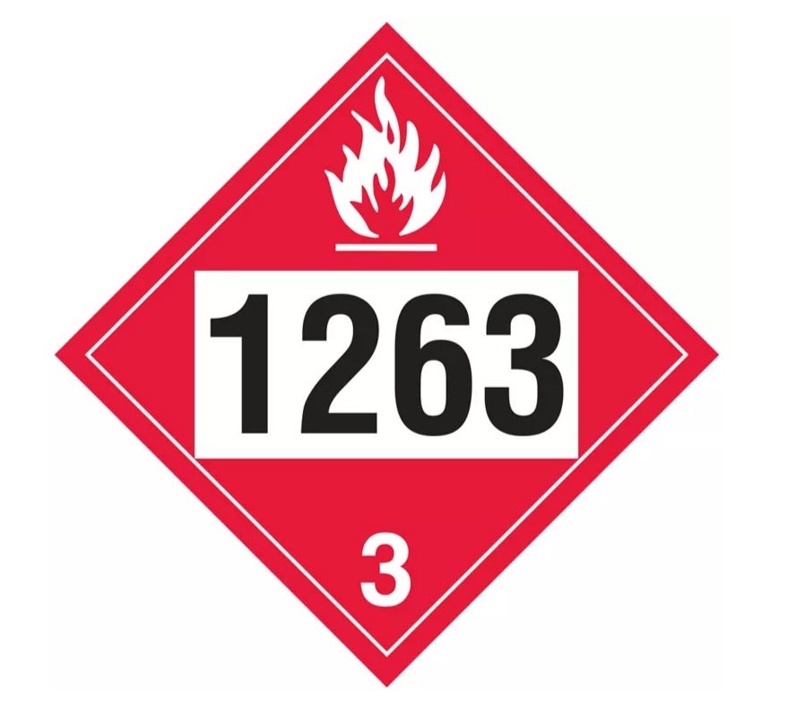 T.D.G. Placard - Vinyl Sticker - Class 3  Flammable Liquid -UN 1263 Paint