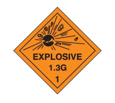 T.D.G. Placard - Vinyl Sticker - Class 1 Explosive 1.3G