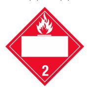 T.D.G. Placard - Vinyl Sticker - Class 2 Blank UN box :  Flammable Gases