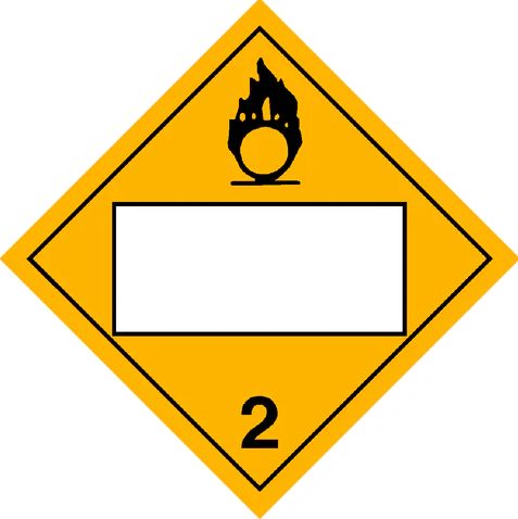 T.D.G. Placard - Vinyl Sticker - Class 2 Blank UN# Oxidizing Gases