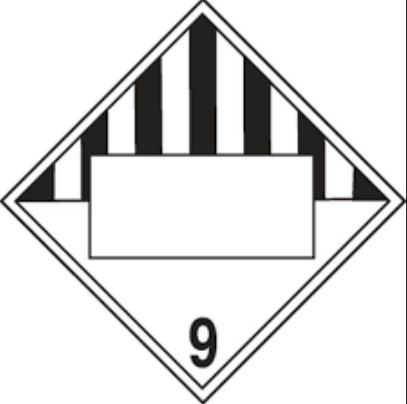 T.D.G. Placard - Vinyl Sticker -   Class 9 - Blank UN - Miscellaneous Dangerous Goods