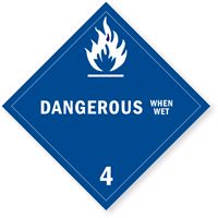 T.D.G. Placard - Vinyl Sticker - Class 4 Dangerous when wet