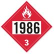 T.D.G. Placard - Vinyl Sticker - Class 3  Denatured Alcohol  -UN 1986
