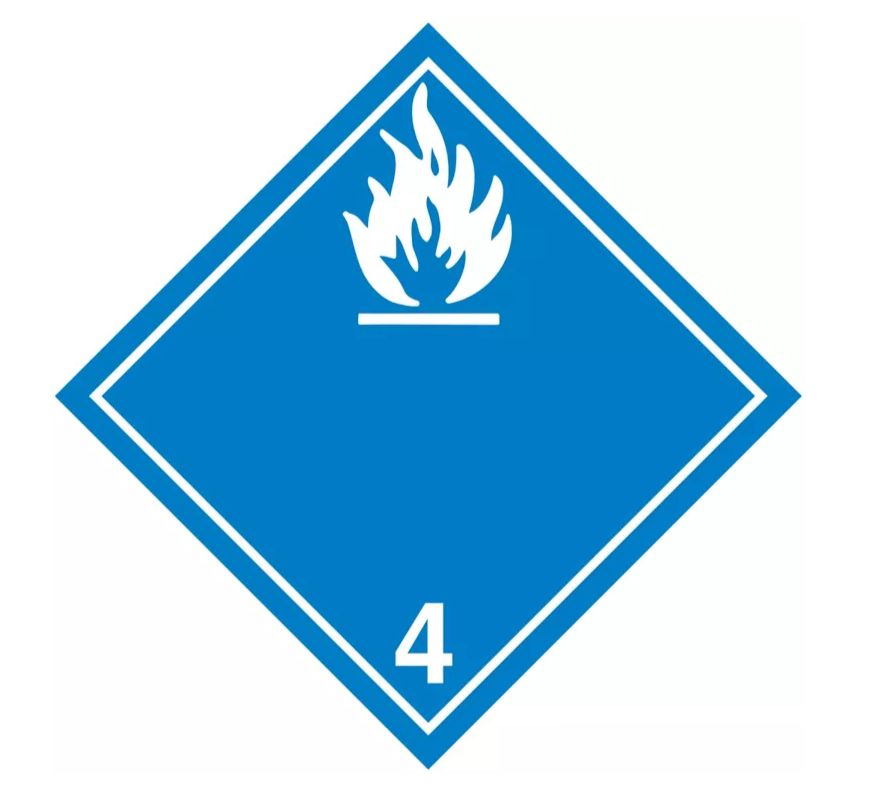 T.D.G. Placard - Vinyl Sticker - Class 4 Water Reactive Substance