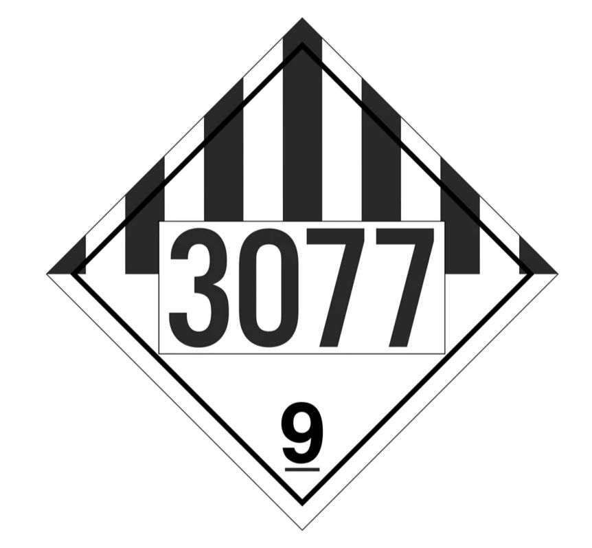 T.D.G. Placard - Vinyl Sticker - Class 9 UN 3077 Environmentally Hazardous Substances, Solid N.O.S.