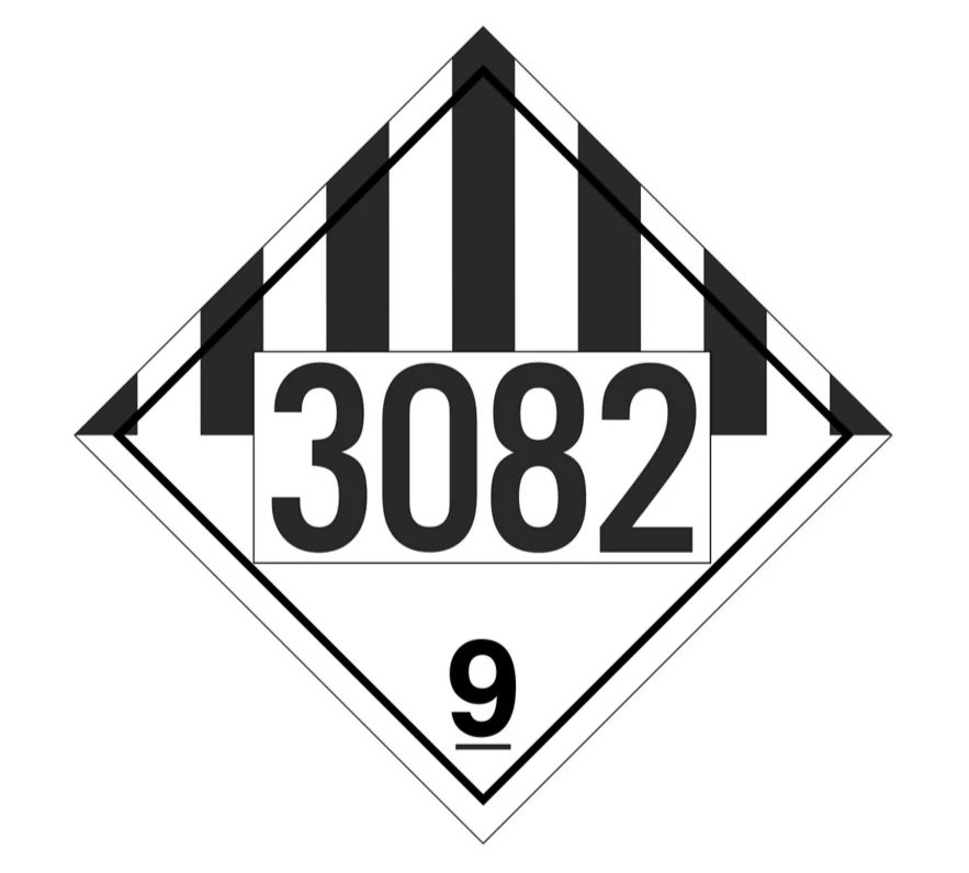 T.D.G. Placard - Vinyl Sticker - Class 9 UN 3082 Environmentally Hazardous Substances, Liquid N.O.S.