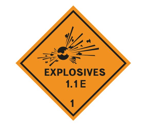 T.D.G. Placard - Vinyl Sticker - Class1 Explosive 1.1E