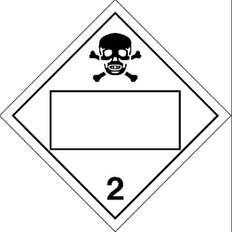 T.D.G. Placard - Vinyl Sticker - Class 2  Blank UN # Toxic Gases