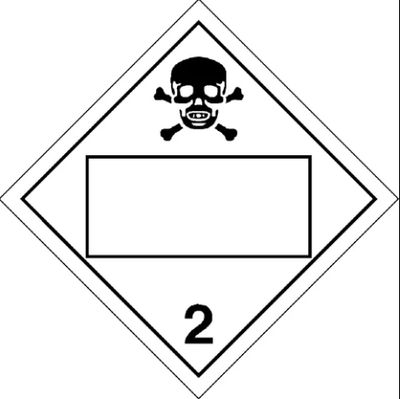 T.D.G. Placard - Vinyl Sticker - Class 2  Blank UN # Toxic Gases