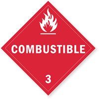 T.D.G. Placard - Vinyl Sticker - Class 3 Combustible