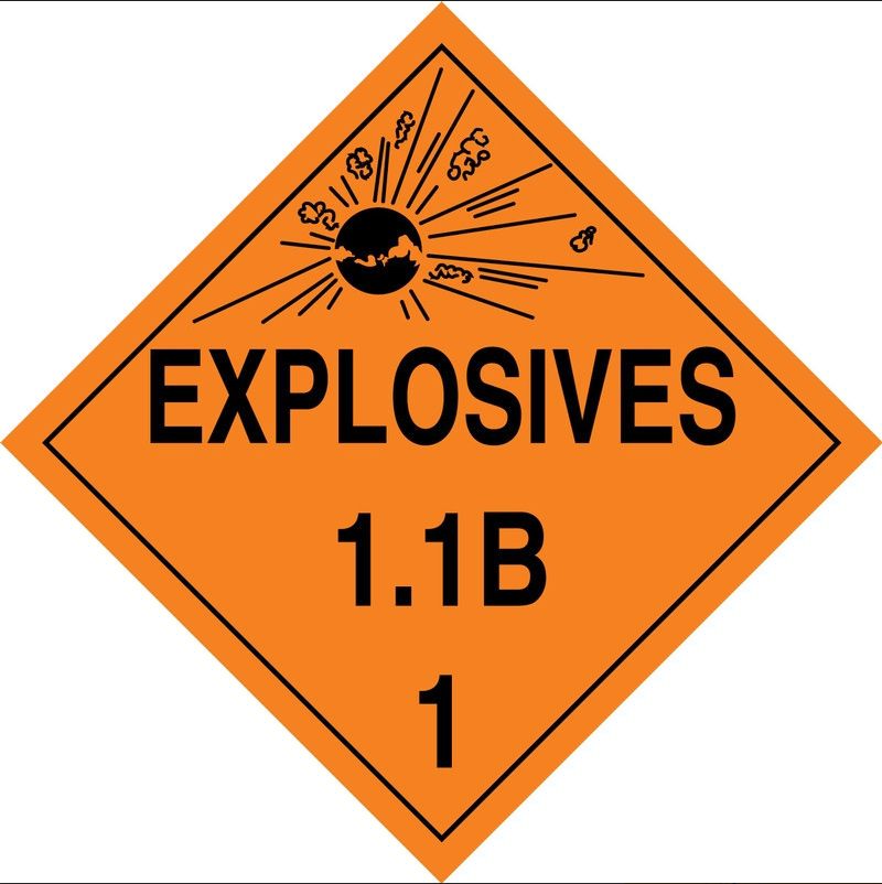 T.D.G. Placard - Vinyl Sticker - Class 1.1B  Explosives