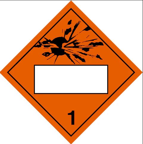 T.D.G. Placard - Vinyl Sticker - Class 1  Blank Un Explosives