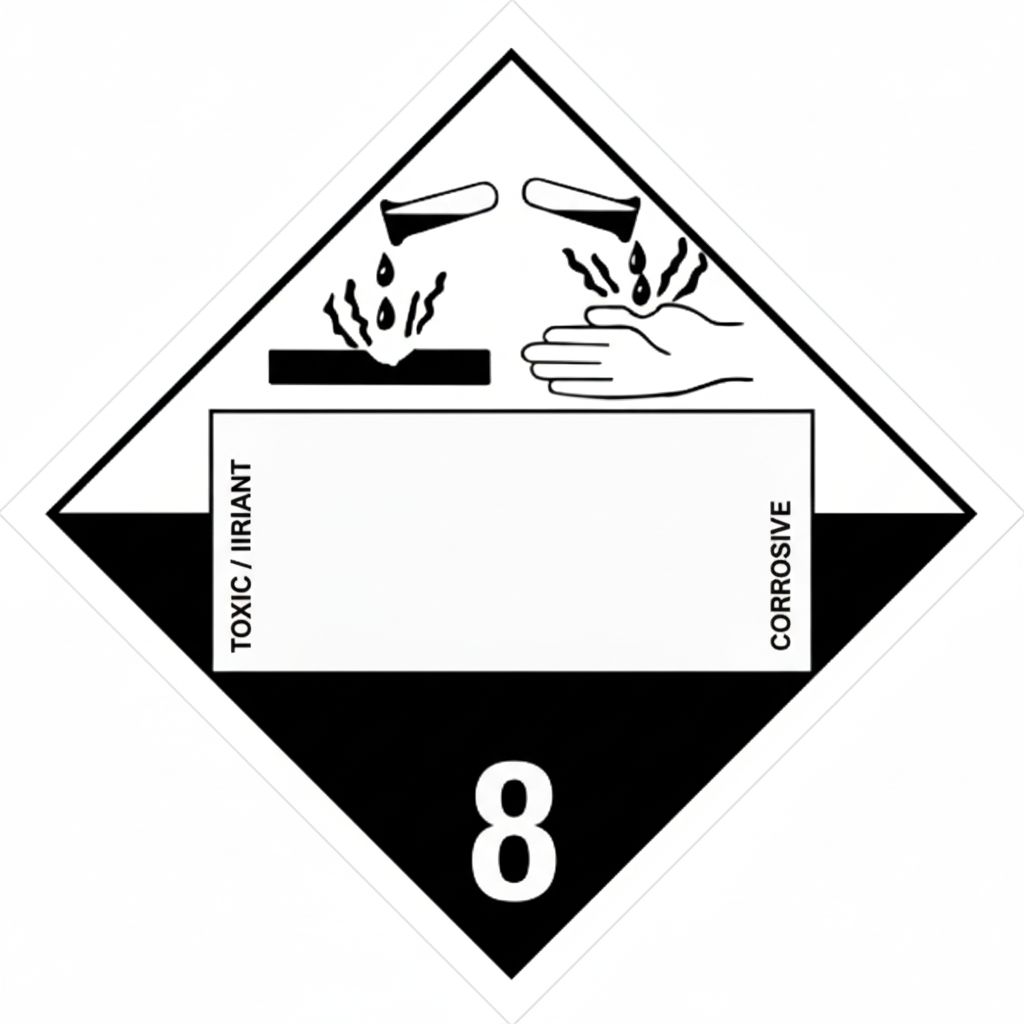 T.D.G. Placard - Vinyl Sticker - Class 8 Corrosive blank UN #