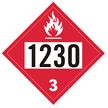 T.D.G. Placard - Vinyl Sticker -Class 3  Methanol UN 1230