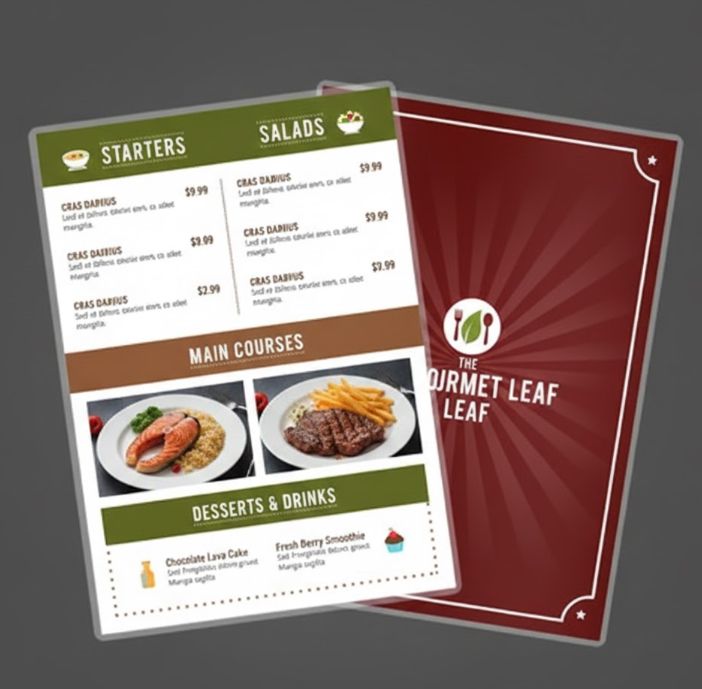 Pouch laminated Menu cards - Full page 8.5" x 11"