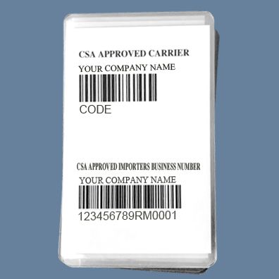 CSA cards with importer number
