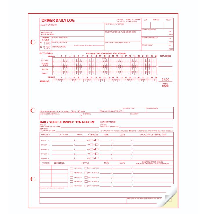 Drivers Logbook (Daily log )