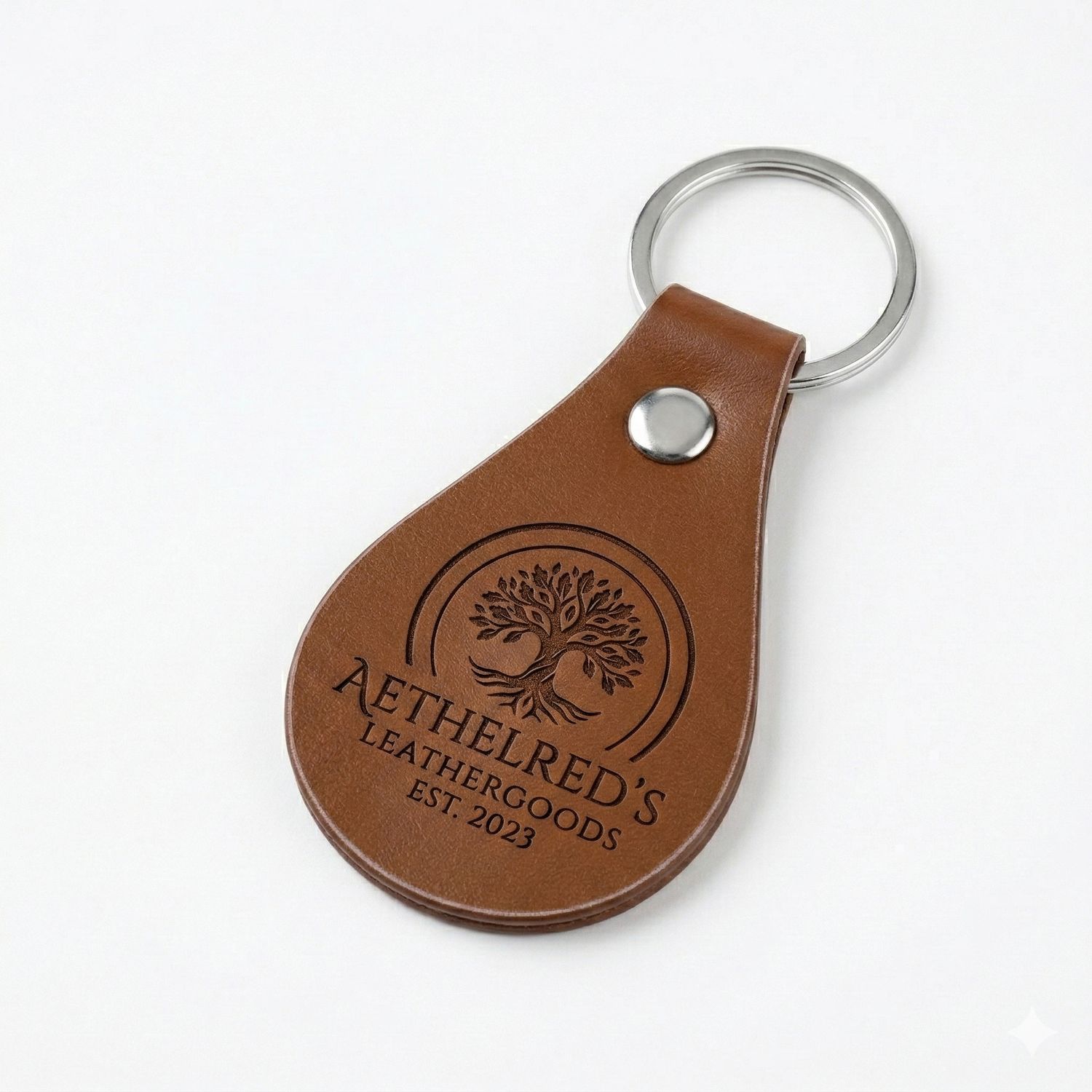 P U Leather Keychain with  Rivet &amp; Key rings