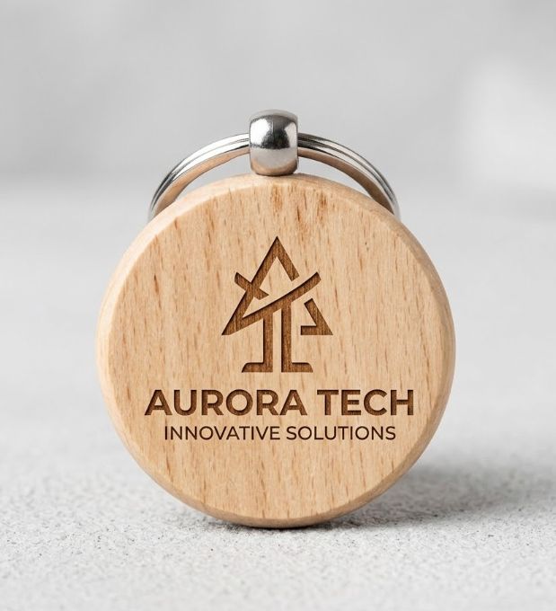 Wooden Keychain with Key Ring- Round