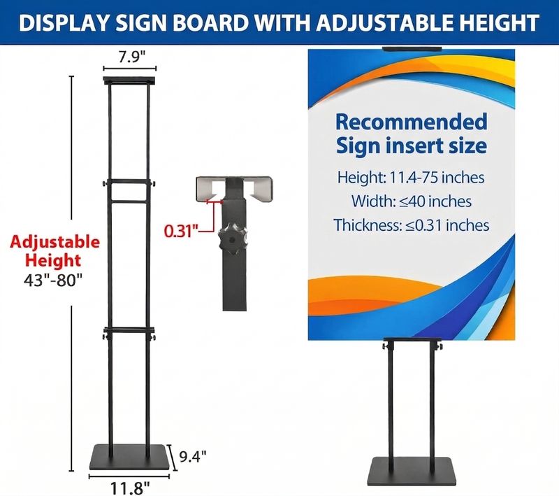 Adjustable height floor sign stands Portable telescopic display stands ...