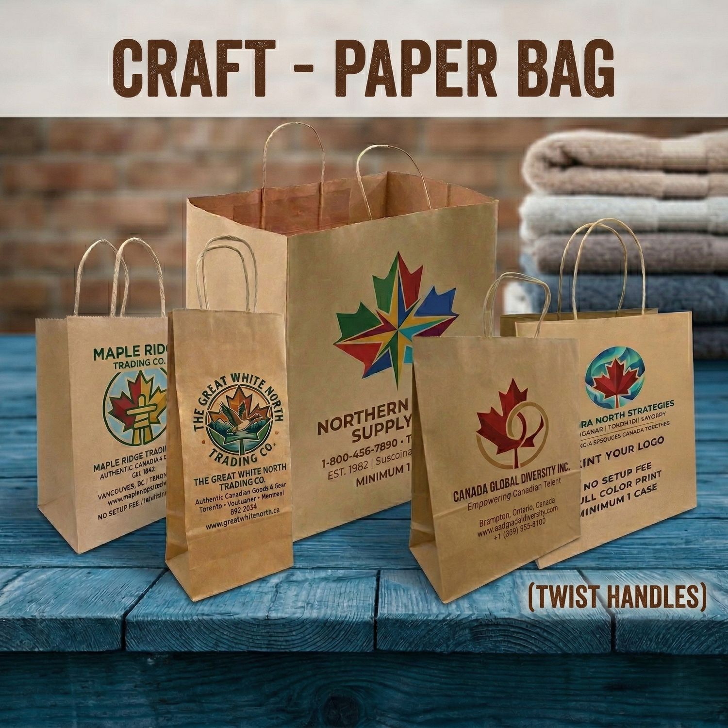 Paper Bags -Natural Craft - Twist Handle