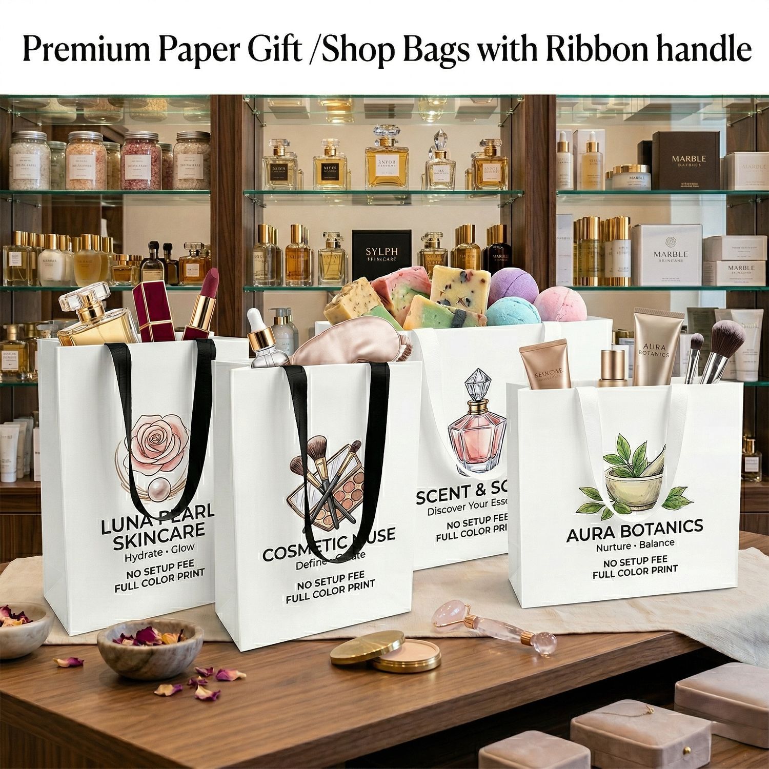 Premium Gift Paper Bags -White