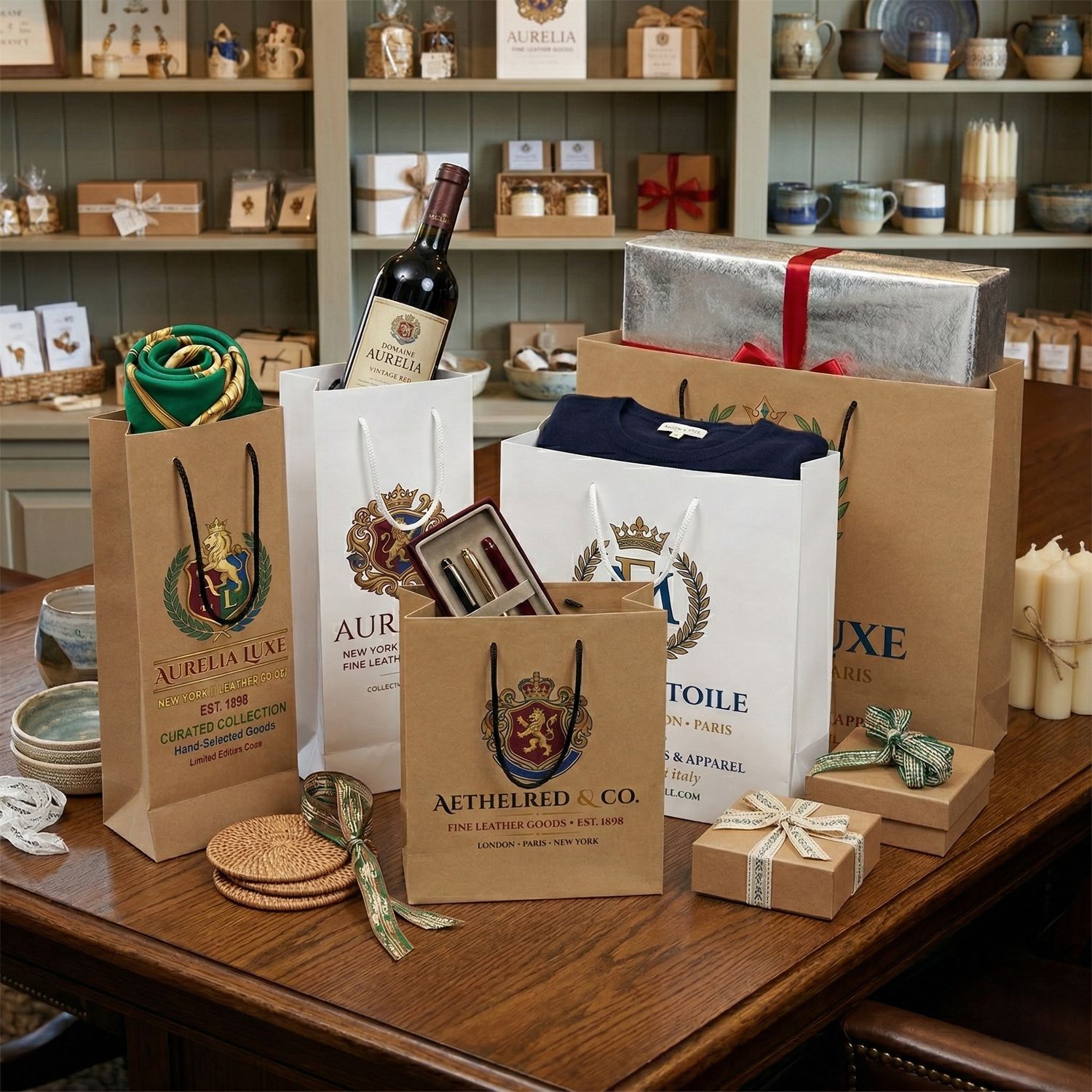 Euro Tote  Paper Bags with Rope Handles