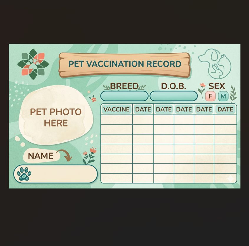 Pet Vaccination Cards