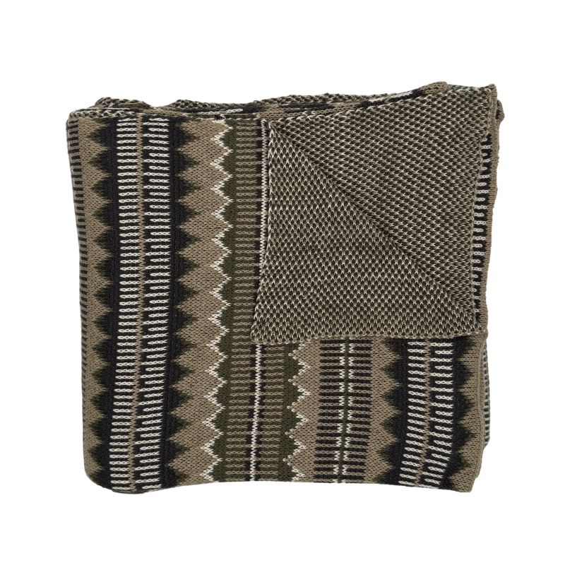 THROW KNITTED GRN/NAT 160X260