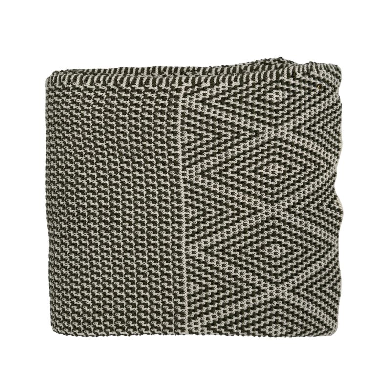 THROW KNITTED GRN/ECRU 160X260