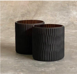 CARVED T-LIGHT HOLDER BRN 9X9