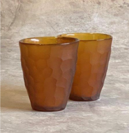 CARVED T-LIGHT AMBER 9XH10