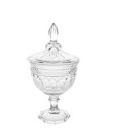 GLASS URN W/LID CL H24CM S/2